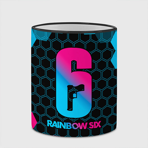 Кружка цветная Rainbow Six - neon gradient / 3D-Черный кант – фото 2