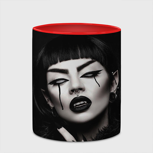 Кружка цветная Девушка - вампир / 3D-Белый + красный – фото 2