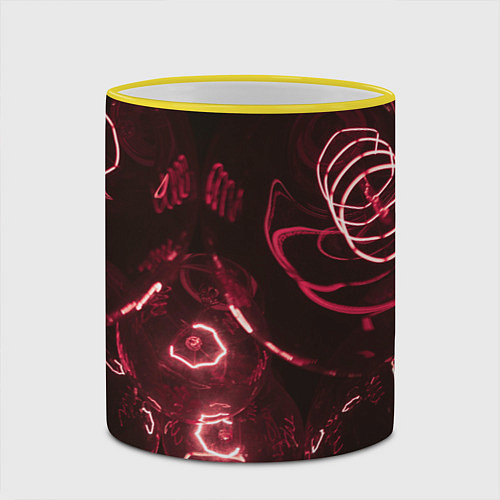 Кружка цветная Неоновые тусклые фонари / 3D-Желтый кант – фото 2