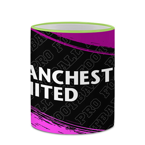 Кружка цветная Manchester United pro football: надпись и символ / 3D-Светло-зеленый кант – фото 2