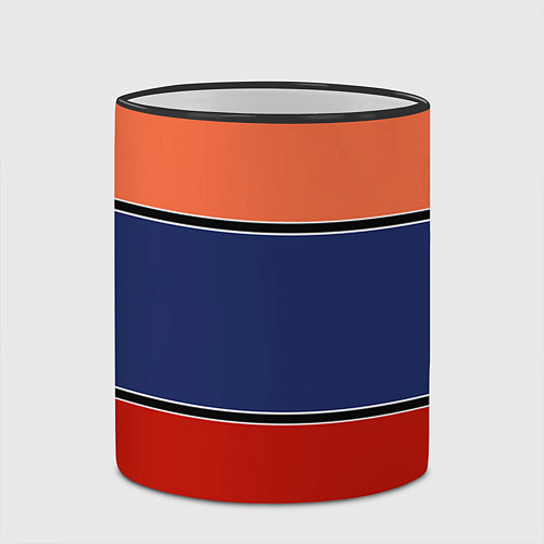 Кружка цветная Combined pattern striped orange red blue / 3D-Черный кант – фото 2