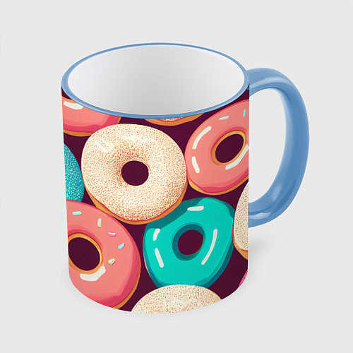 Кружка цветная Пончики и только пончики / 3D-Небесно-голубой кант – фото 1