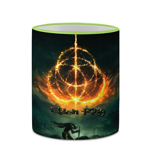 Кружка цветная Elden ring art пламя / 3D-Светло-зеленый кант – фото 2