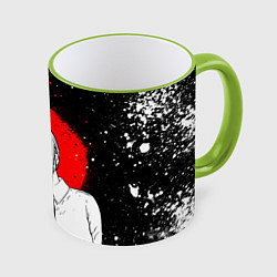 Кружка 3D Человек-бензопила - манга - Макима, цвет: 3D-светло-зеленый кант