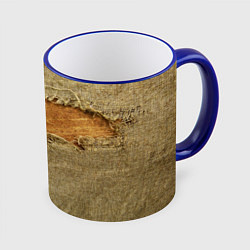 Кружка 3D Старая рваная мешковина - авангард, цвет: 3D-синий кант
