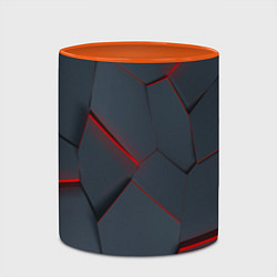 Кружка 3D Геометрический узор треснутого асфальта, цвет: 3D-белый + оранжевый — фото 2