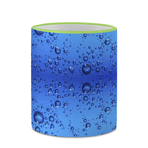 Кружка цветная Капли воды - текстура / 3D-Светло-зеленый кант – фото 2