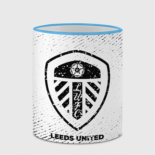 Кружка цветная Leeds United с потертостями на светлом фоне / 3D-Небесно-голубой кант – фото 2
