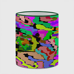 Кружка 3D Разноцветный клетчатый камуфляж, цвет: 3D-зеленый кант — фото 2