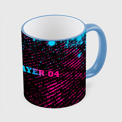 Кружка 3D Bayer 04 - neon gradient: надпись и символ, цвет: 3D-небесно-голубой кант