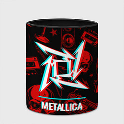 Кружка 3D Metallica rock glitch, цвет: 3D-белый + черный — фото 2