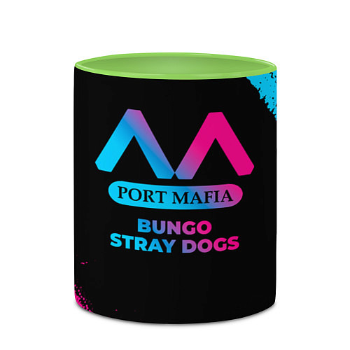 Кружка цветная Bungo Stray Dogs - neon gradient / 3D-Белый + светло-зеленый – фото 2