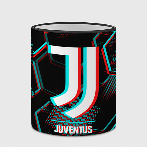 Кружка цветная Juventus FC в стиле glitch на темном фоне / 3D-Черный кант – фото 2