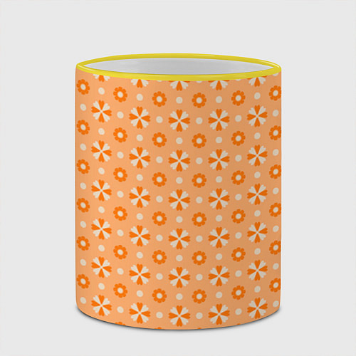 Кружка цветная Абстракция - оранжевые зонтики / 3D-Желтый кант – фото 2