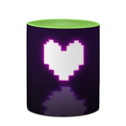 Кружка 3D Undertale heart neon, цвет: 3D-белый + светло-зеленый — фото 2