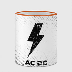Кружка 3D AC DC с потертостями на светлом фоне, цвет: 3D-оранжевый кант — фото 2