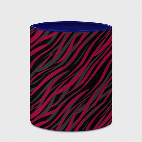 Кружка цветная Модный полосатый красно- черный узор Зебра / 3D-Белый + синий – фото 2