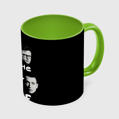 Кружка цветная Depeche Mode portrait / 3D-Белый + светло-зеленый – фото 1