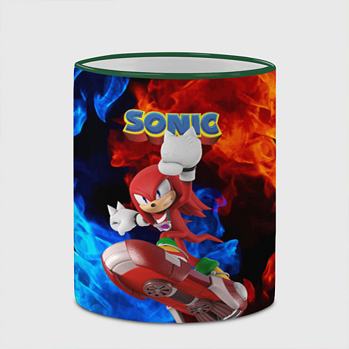Кружка цветная Knuckles Echidna - Sonic - Video game / 3D-Зеленый кант – фото 2