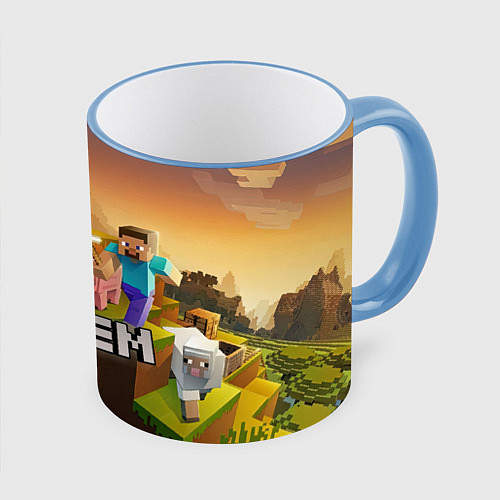 Кружка цветная Артем Minecraft / 3D-Небесно-голубой кант – фото 1