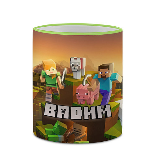 Кружка цветная Вадим Minecraft / 3D-Светло-зеленый кант – фото 2
