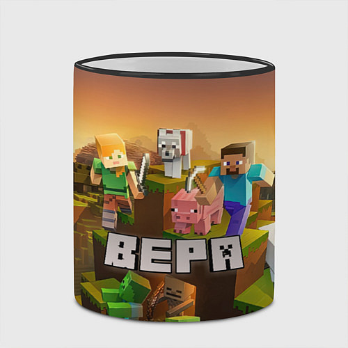 Кружка цветная Вера Minecraft / 3D-Черный кант – фото 2