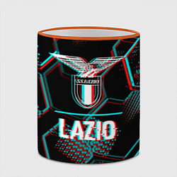 Кружка 3D Lazio FC в стиле glitch на темном фоне, цвет: 3D-оранжевый кант — фото 2