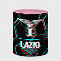 Кружка 3D Lazio FC в стиле glitch на темном фоне, цвет: 3D-белый + розовый — фото 2