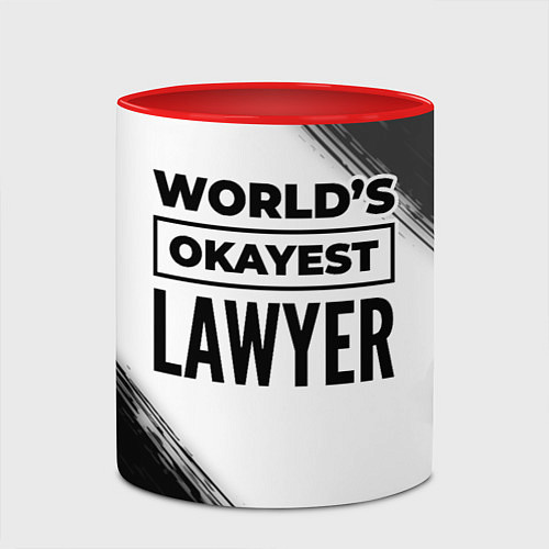 Кружка цветная Worlds okayest lawyer - white / 3D-Белый + красный – фото 2