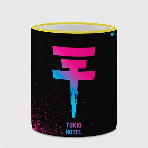 Кружка цветная Tokio Hotel - neon gradient / 3D-Желтый кант – фото 2