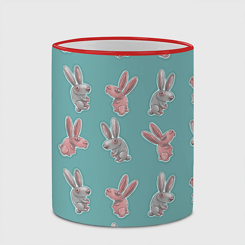 Кружка цветная Кролли / 3D-Красный кант – фото 2