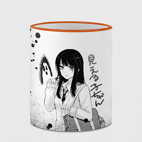 Кружка цветная Красотка Мико арт / 3D-Оранжевый кант – фото 2