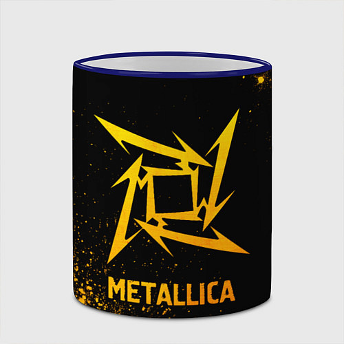 Кружка цветная Metallica - gold gradient / 3D-Синий кант – фото 2