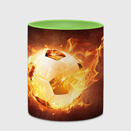 Кружка цветная Футбольный мяч огонь / 3D-Белый + светло-зеленый – фото 2