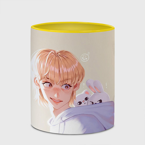 Кружка цветная SKZOO Felix Jinniret Leebit / 3D-Белый + желтый – фото 2
