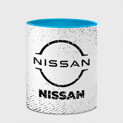 Кружка 3D Nissan с потертостями на светлом фоне, цвет: 3D-белый + небесно-голубой — фото 2