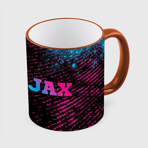 Кружка цветная Ajax - neon gradient: надпись и символ / 3D-Оранжевый кант – фото 1