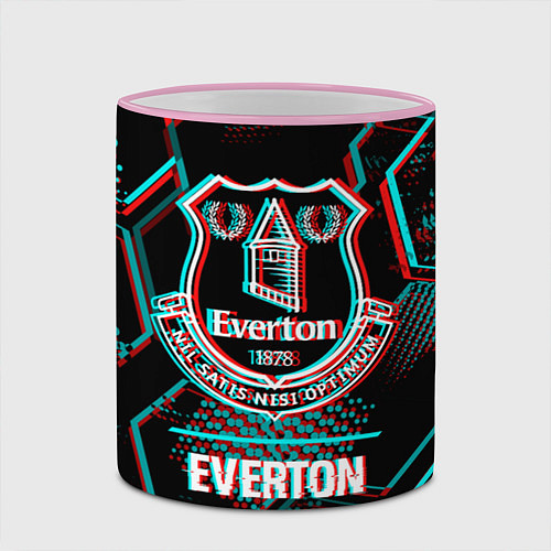 Кружка цветная Everton FC в стиле glitch на темном фоне / 3D-Розовый кант – фото 2