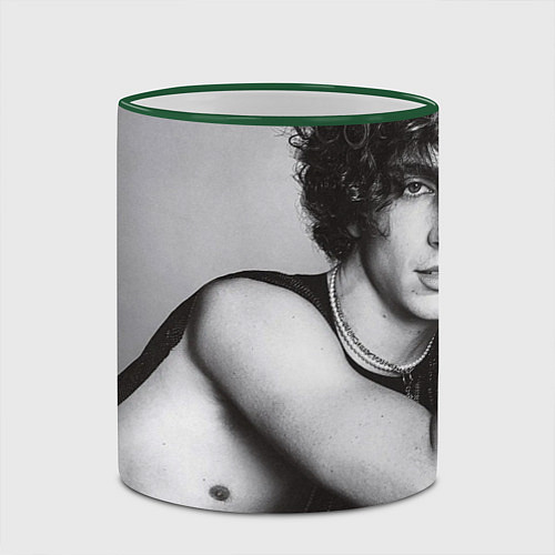 Кружка цветная Timothee Chalamet Vogue 2022 / 3D-Зеленый кант – фото 2