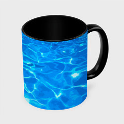 Кружка 3D Абстрактные волны бассейна - текстура, цвет: 3D-белый + черный