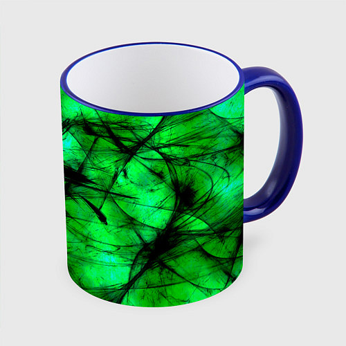 Кружка цветная Зеленый фантом / 3D-Синий кант – фото 1