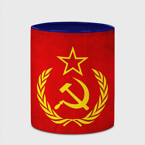 Кружка цветная СССР - старый флаг / 3D-Белый + синий – фото 2