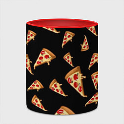Кружка 3D Куски пиццы на черном фоне, цвет: 3D-белый + красный — фото 2