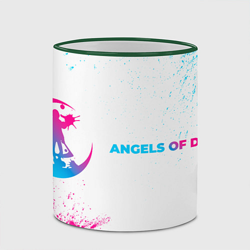 Кружка цветная Angels of Death neon gradient style: надпись и сим / 3D-Зеленый кант – фото 2