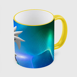 Кружка 3D Соник серебряный, цвет: 3D-желтый кант