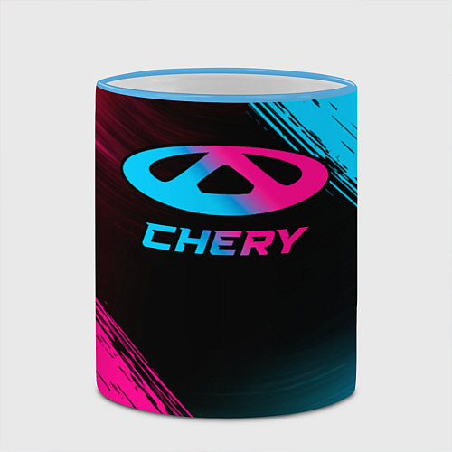 Кружка цветная Chery - neon gradient / 3D-Небесно-голубой кант – фото 2