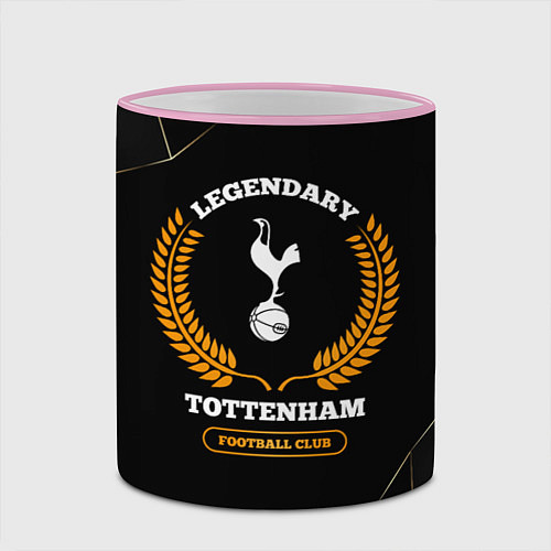 Кружка цветная Лого Tottenham и надпись legendary football club н / 3D-Розовый кант – фото 2