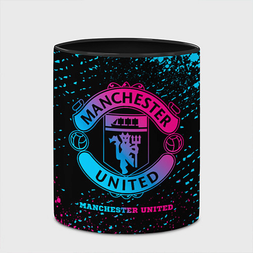 Кружка цветная Manchester United - neon gradient / 3D-Белый + черный – фото 2