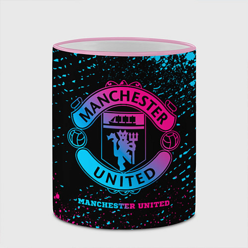 Кружка цветная Manchester United - neon gradient / 3D-Розовый кант – фото 2