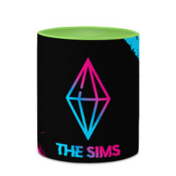 Кружка 3D The Sims - neon gradient, цвет: 3D-белый + светло-зеленый — фото 2